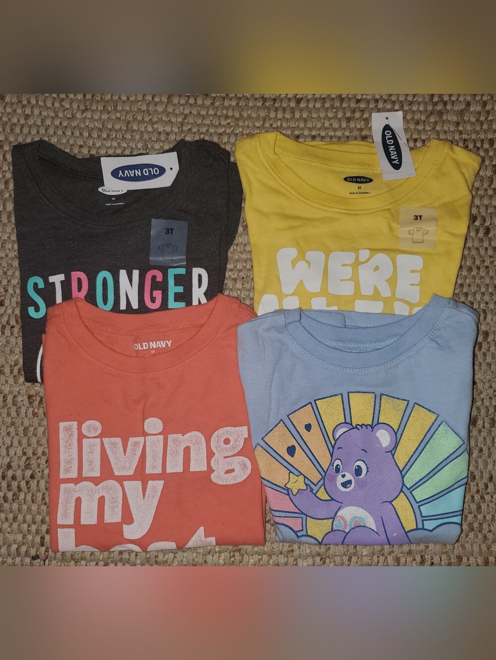 3T Old Navy Kids' Multicolor Graphic Tee Lot - Yellow, Coral, Gray & Light Blue